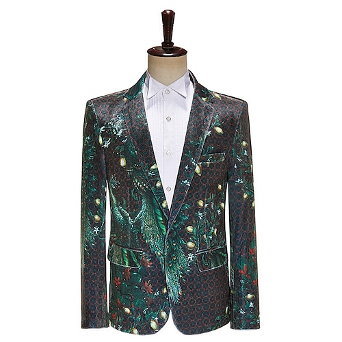 

Disco 1980s Slim Fit Tuxedo Suits & Blazers Notch Lapel Men's Velveteen Costume Vintage Cosplay Performance Party Prom Long Sleeve Coat Christmas