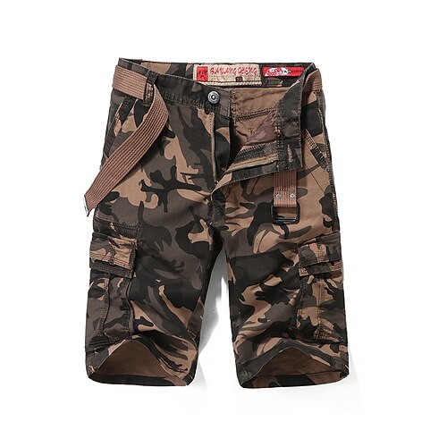 

Men's Cargo Shorts Shorts Zipper Multi Pocket Camouflage Daily Holiday 100% Cotton Streetwear Stylish ArmyGreen Yellow camouflage Inelastic