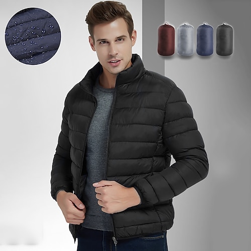 

Men's Puffer Jacket Hiking Down Jacket Ski Jacket Cotton Winter Outdoor Thermal Warm Waterproof Windproof Breathable Outerwear Trench Coat Top Hunting Ski / Snowboard Fishing Wine Red Deep black