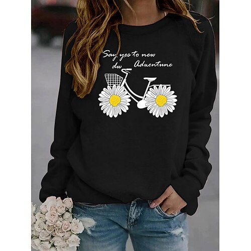 

Women's Sweatshirt Casual Green Black Yellow Graphic Casual Round Neck Long Sleeve S M L XL 2XL