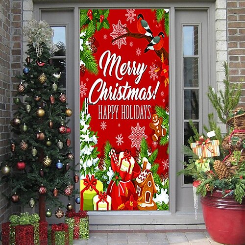 

Christmas 3D Door Sticker Christmas Gift Bedroom Study Bathroom Door Concealer Wall Sticker