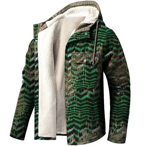 

Men's Coat Warm Sports & Outdoor Single Breasted Abstract Geometry Flower 3D Printed Graphic Hoodie Streetwear Jacket Outerwear Long Sleeve Pocket Fall & Winter