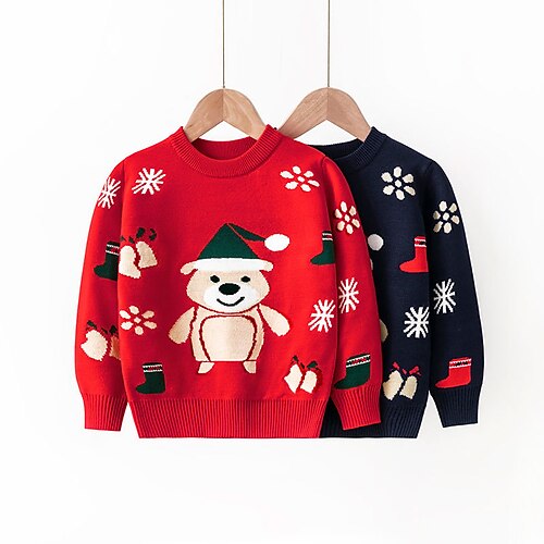 

Toddler Boys Ugly Christmas Sweater Graphic Long Sleeve Casual Adorable Dark Blue Winter Clothes 7-13 Years