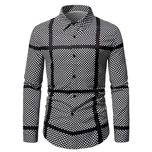

Men's Shirt Plaid Graphic Prints Turndown Gray 3D Print Christmas Street Long Sleeve Button-Down Print Clothing Apparel Fashion Designer Casual Soft