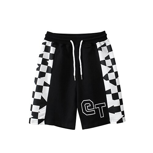 

Kids Boys Shorts Pocket Plaid Breathable Soft Comfort Shorts School Neutral Fashion Black Gray Mid Waist