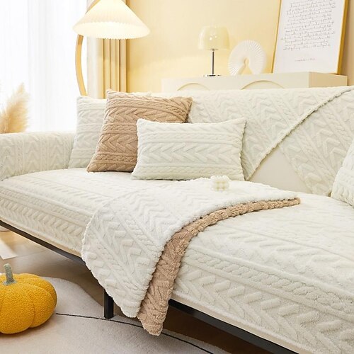 

Seat Cushion Cover Solid Color Jacquard Velvet Slipcovers
