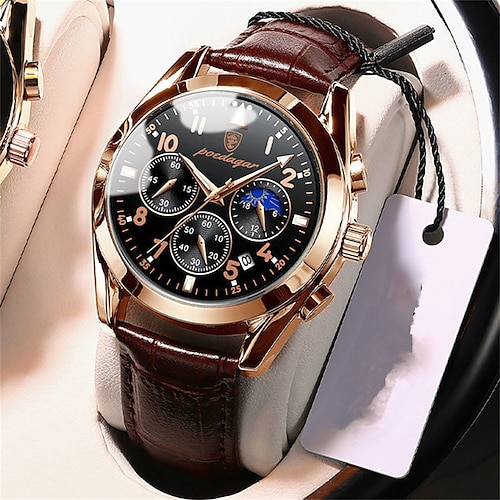 

POEDAGAR Men Watches Stainless Steel Time Chronograph 2022 Fashion New Rose Gold Wristwatch Waterproof Luminous Quartz Watches