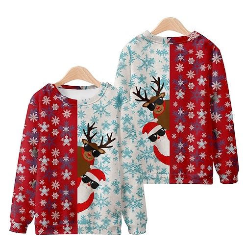 

Santa Claus Reindeer Masquerade Ugly Christmas Sweater / Sweatshirt Men's Women's Unisex Couple's Christmas Christmas Christmas Eve Adults' Party Christmas Polyester Top