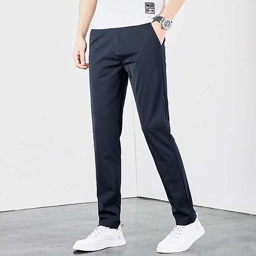 

Men's Trousers Casual Pants Pocket Solid Color Daily Holiday Cotton Blend Streetwear Stylish Black Khaki Micro-elastic