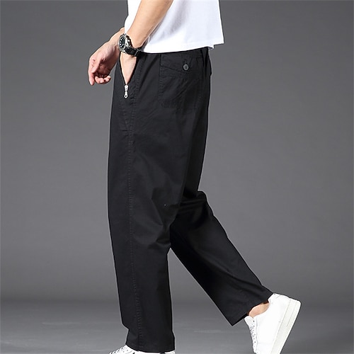 

Men's Cargo Pants Trousers Work Pants Drawstring Elastic Waist Multi Pocket Solid Colored Comfort Breathable Casual Daily Streetwear Cotton Blend Sports Fashion turmeric Black Micro-elastic