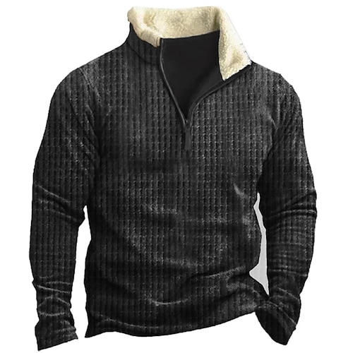 

Hombre Sudadera con cremallera Pull-over Verde Trébol Negro Azul Marino Café Media cremallera Plaid Estampados Cremallera Estampado Diario Deportes Noche Impresión 3D Básico Casual Vellón fino