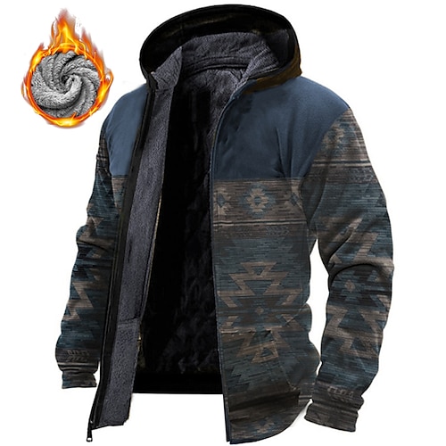 

Men's Fleece Jacket Full Zip Hoodie Fleece Hoodie Sherpa Jacket Blue Purple Dark Gray Red Coffee Hooded Graphic Prints Zipper Print Sports & Outdoor Daily Sports 3D Print Fleece Boho Streetwear