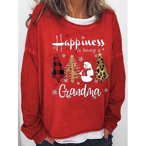 

Women's Sweatshirt Pullover Basic Green Black Blue Leopard Snowman Christmas Tree Christmas Round Neck Long Sleeve S M L XL 2XL 3XL