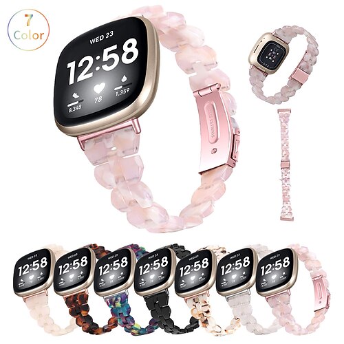 

1PC Smart Watch Band Compatible with Fitbit Versa 4 / Sense 2 / Versa 3 / Sense Resin Smartwatch Strap Handmade Adjustable Breathable Jewelry Bracelet Replacement Wristband