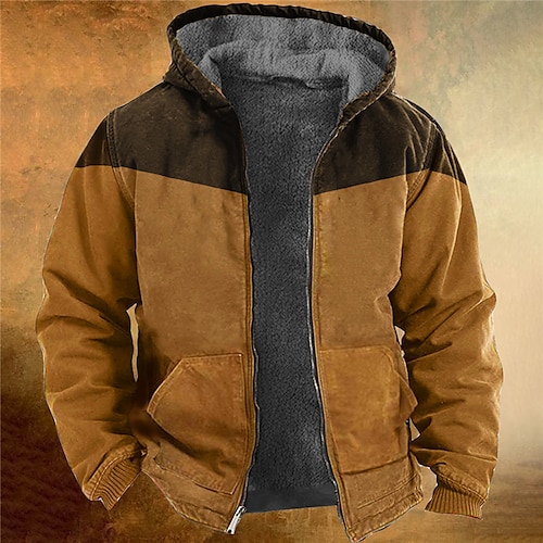 

Homens Full Zip Hoodie Jaqueta moletons grossos Marron Com Capuz Bloco de cor Estampas Abstratas Zíper Imprimir Desportos e Ar livre Diário Esportes Impressão 3D Tosão Roupa de rua Designer Casual