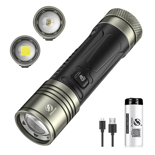 

Shustar S187 Rechargeable LED Flashlight 26650 Type C 2A XHP360 2500lm Torch with Power Indicator and Power output interface