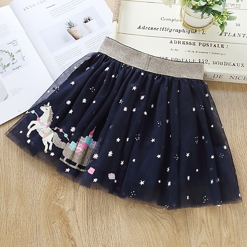 

Kids Girls' Skirt Unicorn Fashion Outdoor 3-7 Years Spring Orange Navy Blue