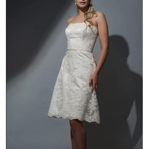 

Mermaid / Trumpet Wedding Dresses Sweetheart Neckline Knee Length Lace Lace Over Satin Sleeveless Romantic Sexy with Lace Appliques 2022