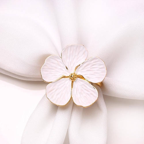 

cross-border new painted white flower napkin ring white oil flower plant napkin ring buckle five-petal plum blossom napkin ring