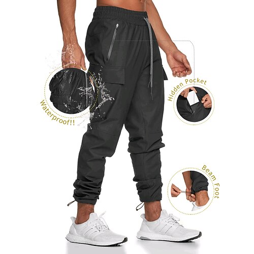 

Men's Joggers Cargo Pants Pocket Drawstring Bottoms Athletic Athleisure Waterproof Breathable Quick Dry Fitness Gym Workout Running Sportswear Activewear Solid Colored Black Pink