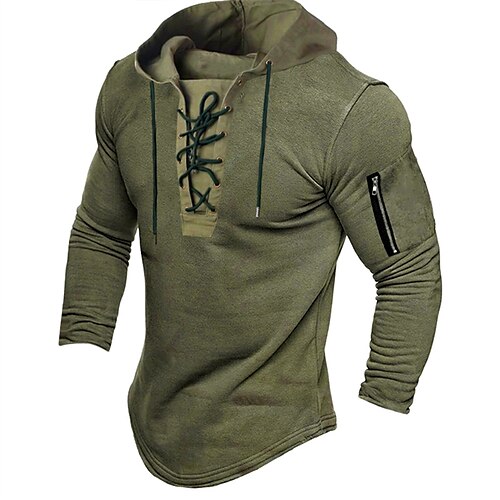 

Men's Hoodie Pullover Hoodie Sweatshirt Green Black Blue Light gray Brown Hooded Solid Color Lace up Sports & Outdoor Daily Sports Basic Casual Big and Tall Fall Spring Clothing Apparel Hoodies