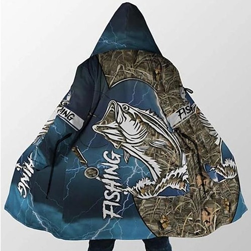 

Men's Outerwear Blue Yellow Royal Blue Orange Hooded Graphic Animal Fish Print Casual Daily Holiday 3D Print Basic Streetwear Casual Fall & Winter Clothing Apparel Hoodies Sweatshirts