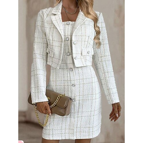 

Women's White Dress Mini Dress Beige Long Sleeve Print Print Winter Fall Crew Neck Casual Daily Weekend 2022 S M L XL XXL 3XL