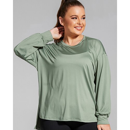 

Oversize Sports Long Sleeve Letter Printing T-shirt Running Fitness Top Loose Yoga Shirt Breathable Quick Drying Women