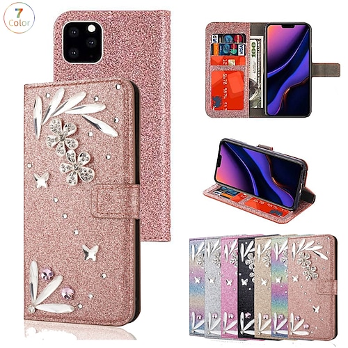 

telefono Custodia Per Apple Custodia flip iPhone 14 Pro Max 13 12 11 Pro Max Mini X XR XS 8 7 Plus Cornice antiurto Con chiusura magnetica A calamita Glitterato Diamante di cristallo TPU pelle