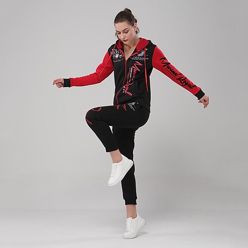 

Women's Tracksuit Sweatsuit 2 Piece Full Zip Casual Winter Long Sleeve High Waist Breathable Soft Running Jogging Exercise Sportswear Activewear Graffiti Lake blue Green Purple / Micro-elastic