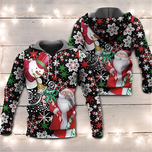 

Men's Pullover Hoodie Sweatshirt Black Hooded Snowman Graphic Prints Ugly Christmas Print Daily Sports 3D Print Basic Streetwear Designer Spring & Fall Clothing Apparel Hoodies Sweatshirts