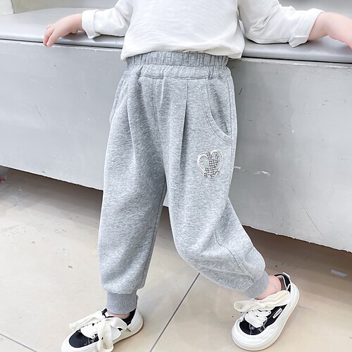 

Toddler Girls' Sweatpants Solid Color Active Outdoor 3-7 Years Winter Grey