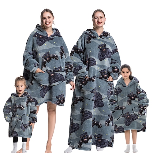 

Kid's Adults' Oversized Hoodie Blanket Wearable Blanket With Pocket Monster Print Onesie Pajamas Flannel Cosplay For Men's Women's Boys Christmas Animal Sleepwear Cartoon Festival / Holiday Costumes