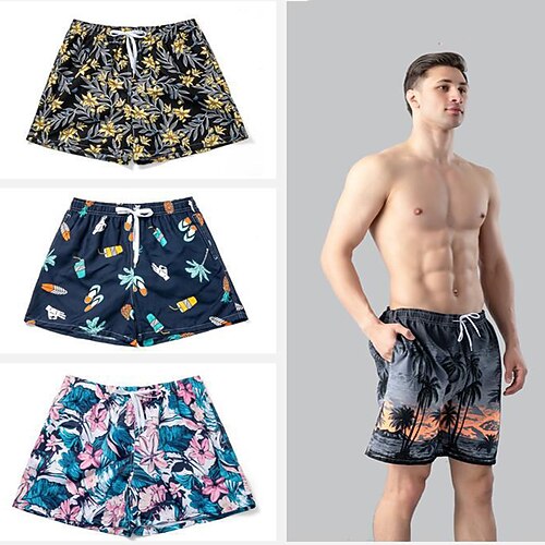 

Men's Swim Shorts Swim Trunks Board Shorts Pocket Drawstring Elastic Waist Graphic Pineapple Comfort Breathable Short Casual Daily Beach Fashion Streetwear White & Blue Green