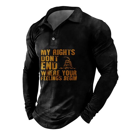 

Men's Polo Shirt Golf Shirt Letter Graphic Prints Turndown Black Blue 3D Print Outdoor Street Long Sleeve Button-Down Print Clothing Apparel Fashion Designer Casual Soft