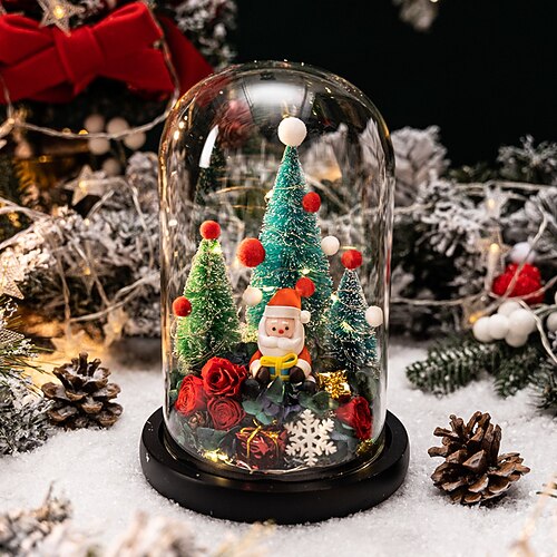 

Christmas Decorations Gift Santa Tree LED Light Foil Flower In Glass Cover Christmas Decoration for Home Ornament New Year Christmas Gifts