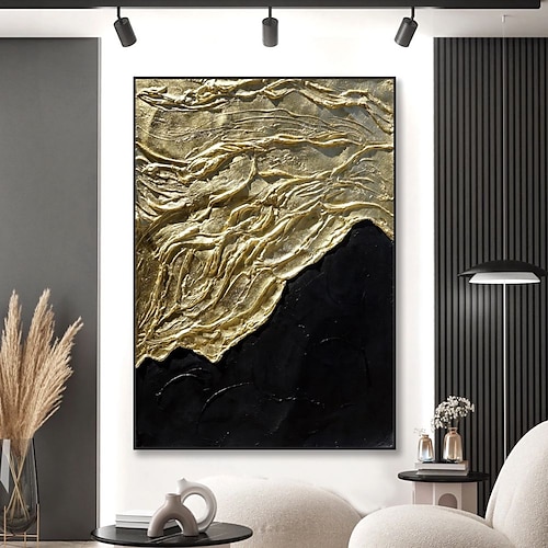 

Handmade Oil Painting Canvas Wall Art Decoration Modern Thick Textured Gold Abstract for Home Decor Rolled Frameless Unstretched Painting