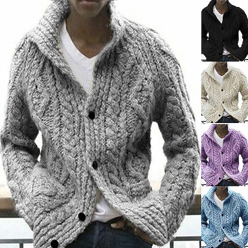 

Herre Bluse Cardigan Sweater Sweater jakke Rillet Strikke Beskåret Strikket Knaphul Opvarmninger Moderne Moderne Dagligdagstøj I-byen-tøj Tøj Efterår vinter Sort Blå S M L