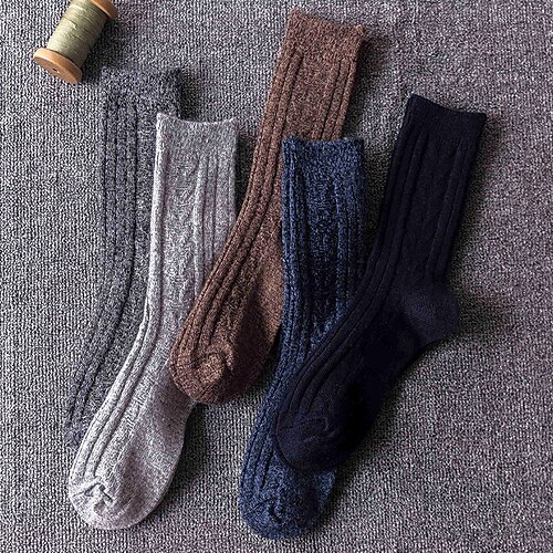 

Men's 3 Pairs Socks Stockings Casual Socks Fashion Comfort Cotton Solid Colored Casual Daily Warm Winter Blue Light gray