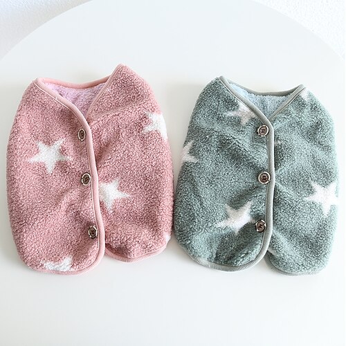 

Fadou Pink Green Star Vest Japanese Double layer Fat Dog Clothes Garfield Keeling Douba