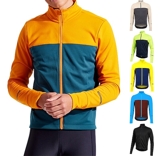 

21Grams Men's Cycling Jersey Long Sleeve Bike Jersey Top with 3 Rear Pockets Mountain Bike MTB Road Bike Cycling Breathable Quick Dry Moisture Wicking Reflective Strips Black Green Yellow Color Block