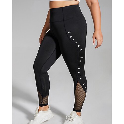 

Women's Large Net Red Fitness Female Lettering Tight Yoga Pants Quick Drying High Waist Hip Lifting Mesh Skinny Exercise Pants