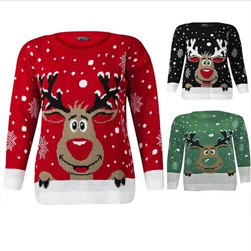

Reindeer snowflake Ugly Christmas Sweater / Sweatshirt Women's Christmas Christmas Christmas Eve Adults' Party Christmas 100% Acrylic Top