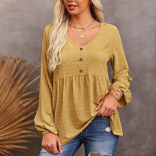 

brand 2022 spring foreign trade supply leisure urban casual cotton pullover v-neck loose women's shirt