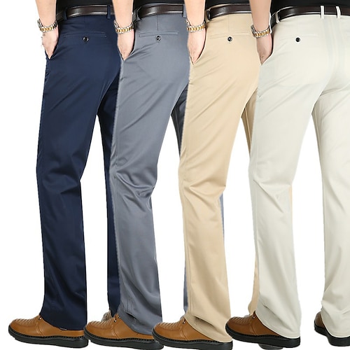 

Herren Anzughosen Hose Hosen Chinesisch Chino Hosen Hose Tasche Klassisch Gerade geschnitten Glatt Komfort Dehnbar In voller Länge Formal Hochzeit Geschäft Baumwolle Casual Dehnbar Schwarz Wein