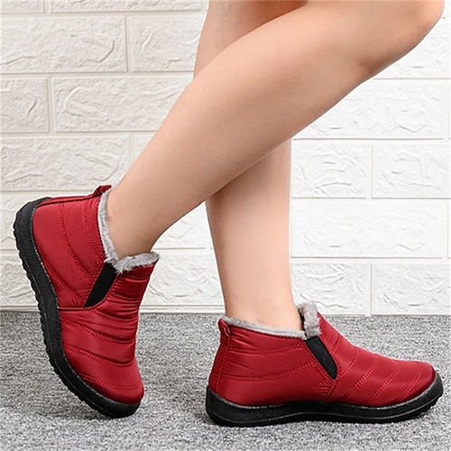 

Women's Boots Snow Boots Plus Size Outdoor Daily Booties Ankle Boots Winter Flat Heel Round Toe Sporty Casual Classic Faux Leather Loafer Solid Colored Black Red Blue