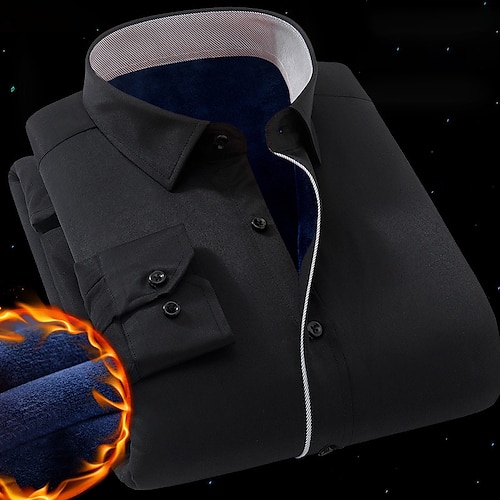 

Men's Dress Shirt Fleece Shirt Striped Solid Colored Turndown Black Blue Pink Yellow Red Outdoor Work Long Sleeve Button-Down Clothing Apparel Fashion Business Classic Gentleman