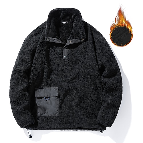 

Men's Sweatshirt Black Olive Navy Blue Standing Collar Solid Color Pocket Daily Holiday Going out Cotton Basic Streetwear Casual Spring Fall Clothing Apparel Hoodies Sweatshirts