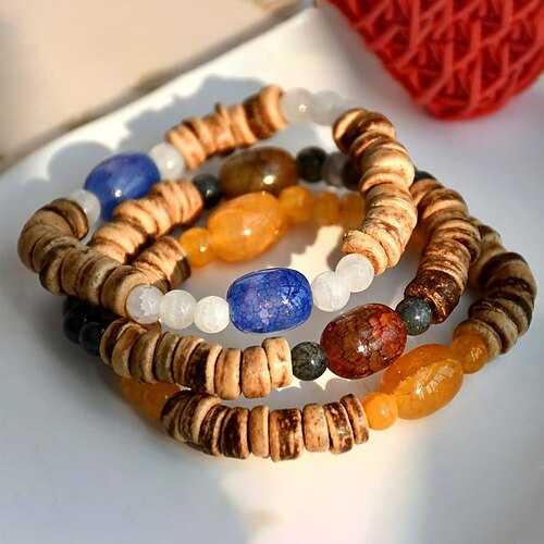 

Couple's Bead Bracelet Beaded Classic Retro Natural Bohemian Acrylic Bracelet Jewelry B1656 / B1658 / B1657 For Gift Daily