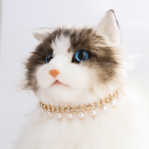 

2 Pieces Dog Pearl Collars and Pet Pearl Necklace Set Dog Leather Pearl Collar with Crystal Rhinestone Cat Pearl Neck Strap for Dogs Cats Puppy Kitten
